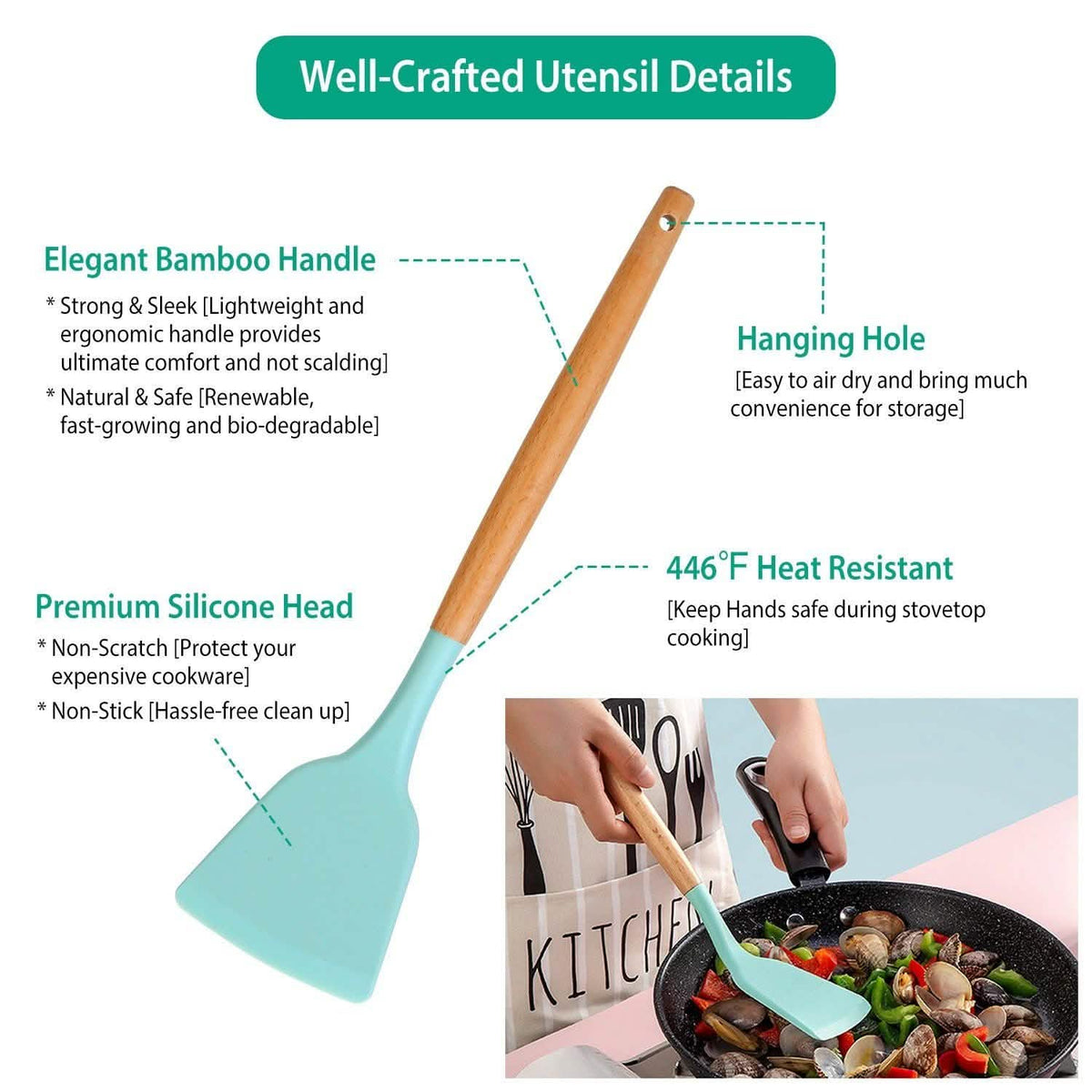 11-Piece: Silicone Cooking Utensil Set
