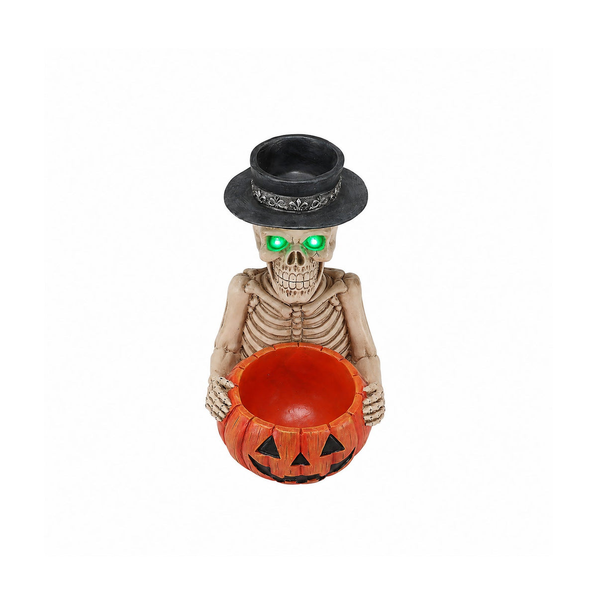 Skeleton Pumpkin Candy Bowl & Candle Holder — product image 8