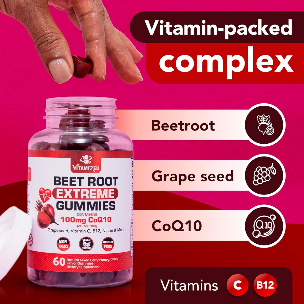 Beet Root Extreme Gummies with CoQ10, 60 Count