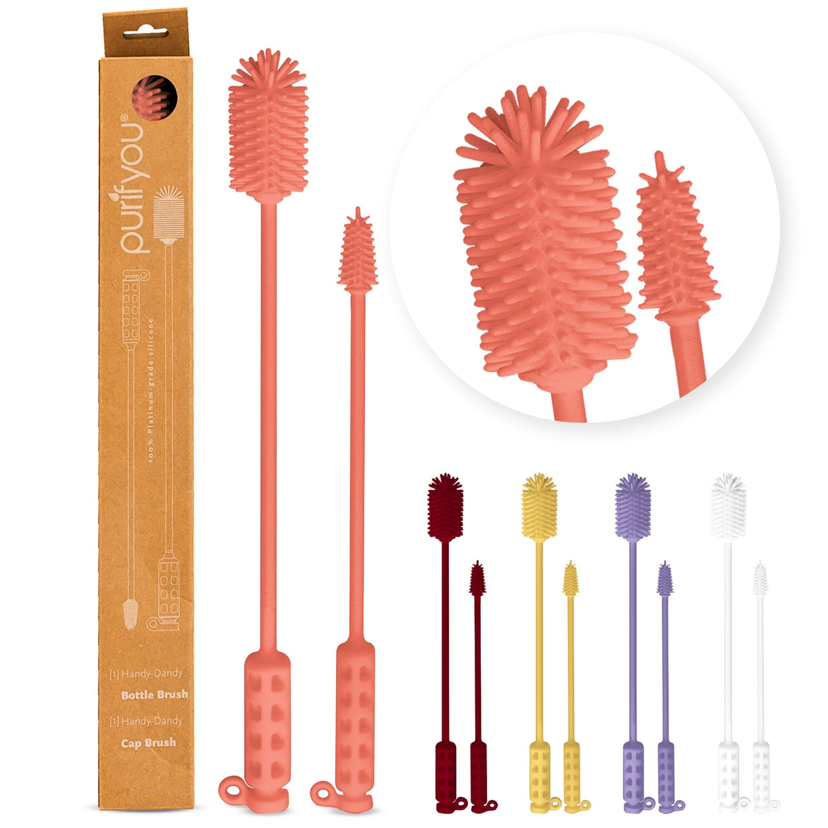 Purifyou Silicone Bottle Brushes, Set of 2