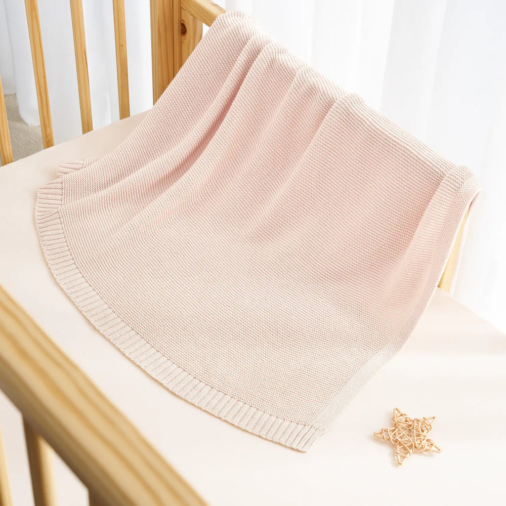 Classic Cotton Knit Baby Blanket, Beige
