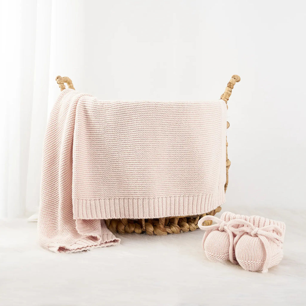 Classic Cotton Knit Baby Blanket, Beige