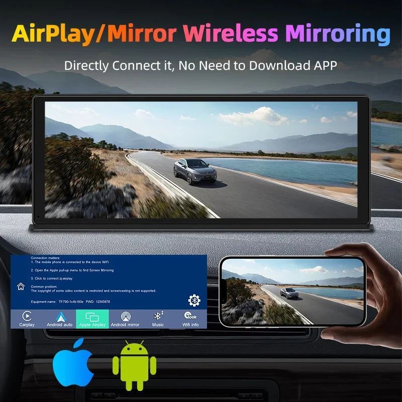 Portable Wireless CarPlay & Android Auto Screen