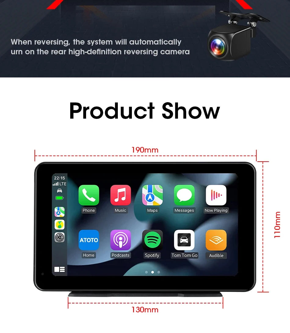 Portable Wireless CarPlay & Android Auto Screen