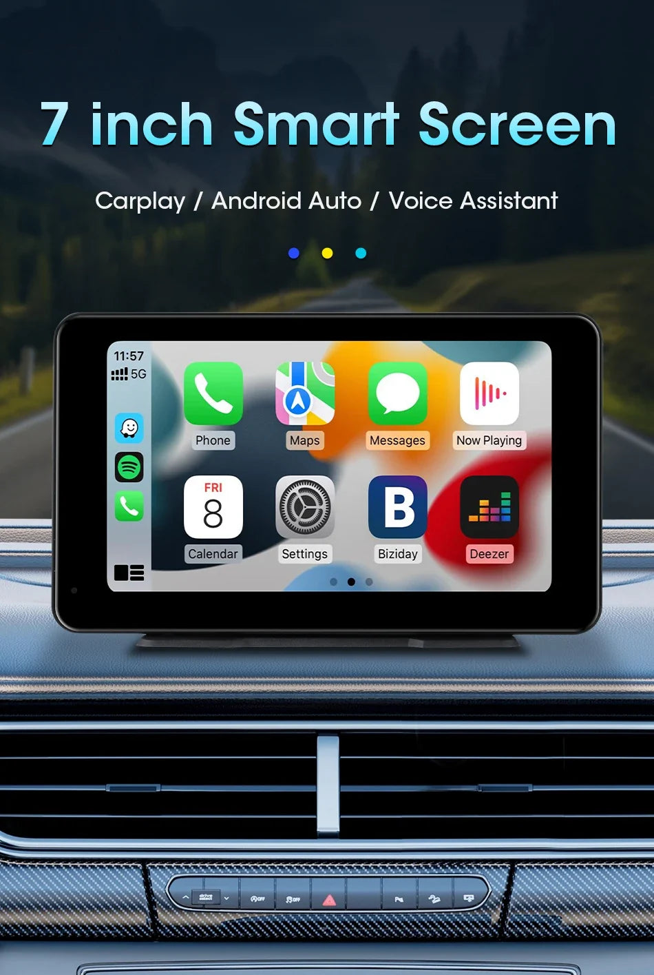 Portable Wireless CarPlay & Android Auto Screen