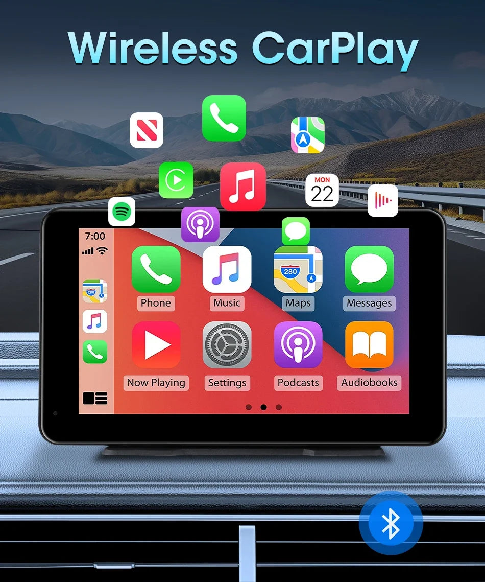 Portable Wireless CarPlay & Android Auto Screen