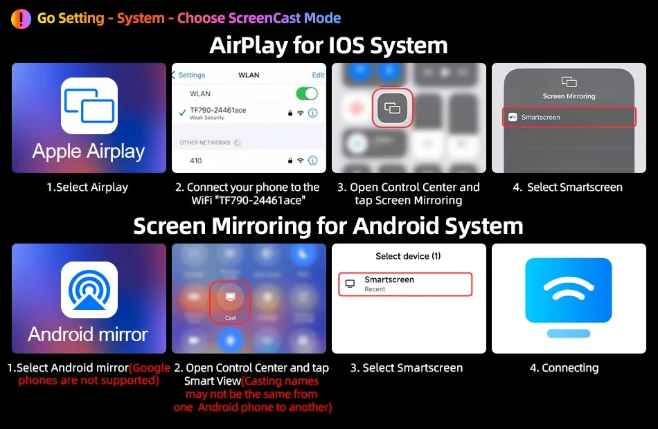 Portable Wireless CarPlay & Android Auto Screen