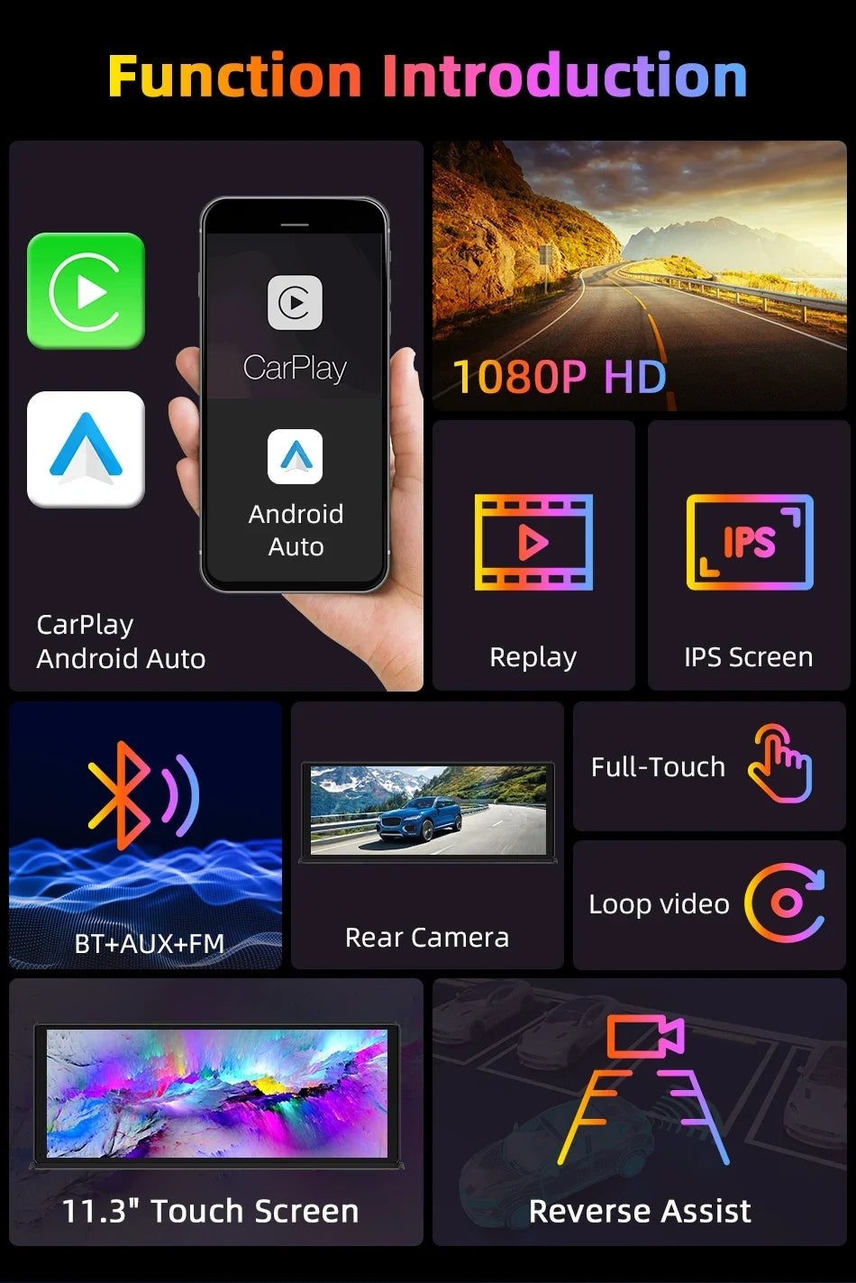 Portable Wireless CarPlay & Android Auto Screen