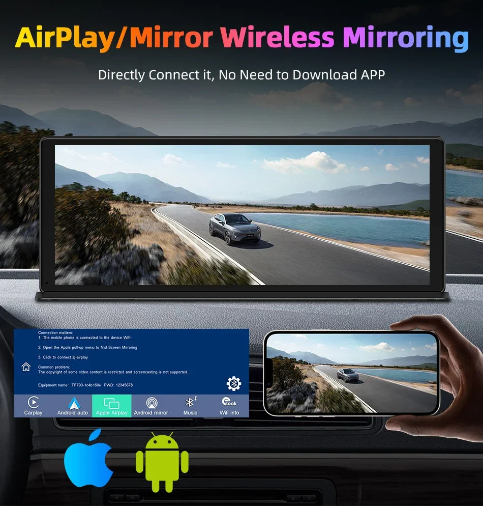 Portable Wireless CarPlay & Android Auto Screen