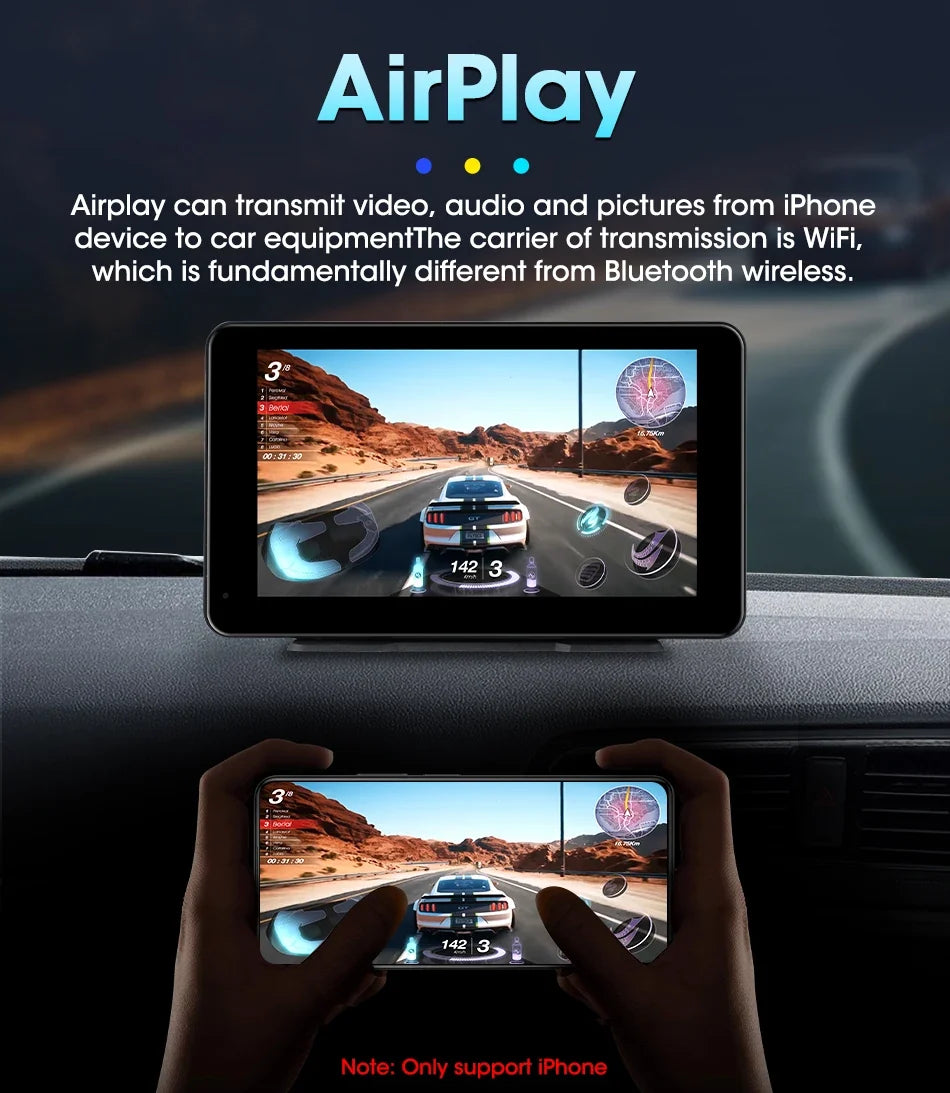 Portable Wireless CarPlay & Android Auto Screen