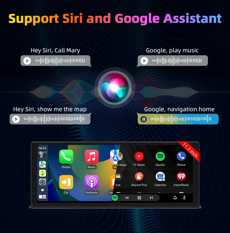 Portable Wireless CarPlay & Android Auto Screen