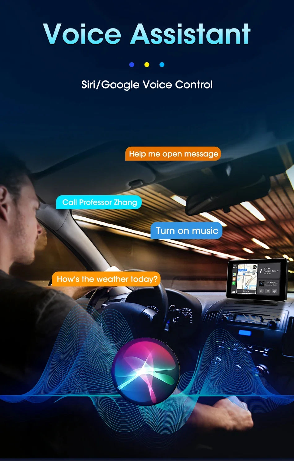 Portable Wireless CarPlay & Android Auto Screen