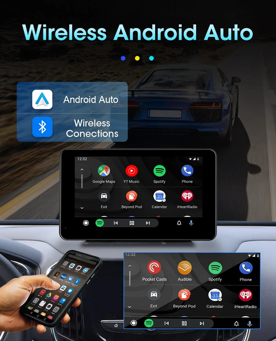 Portable Wireless CarPlay & Android Auto Screen