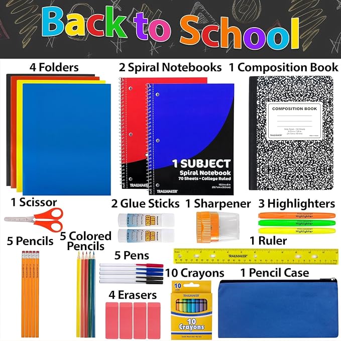 Trailmaker School Supply Kit, 45 Pieces