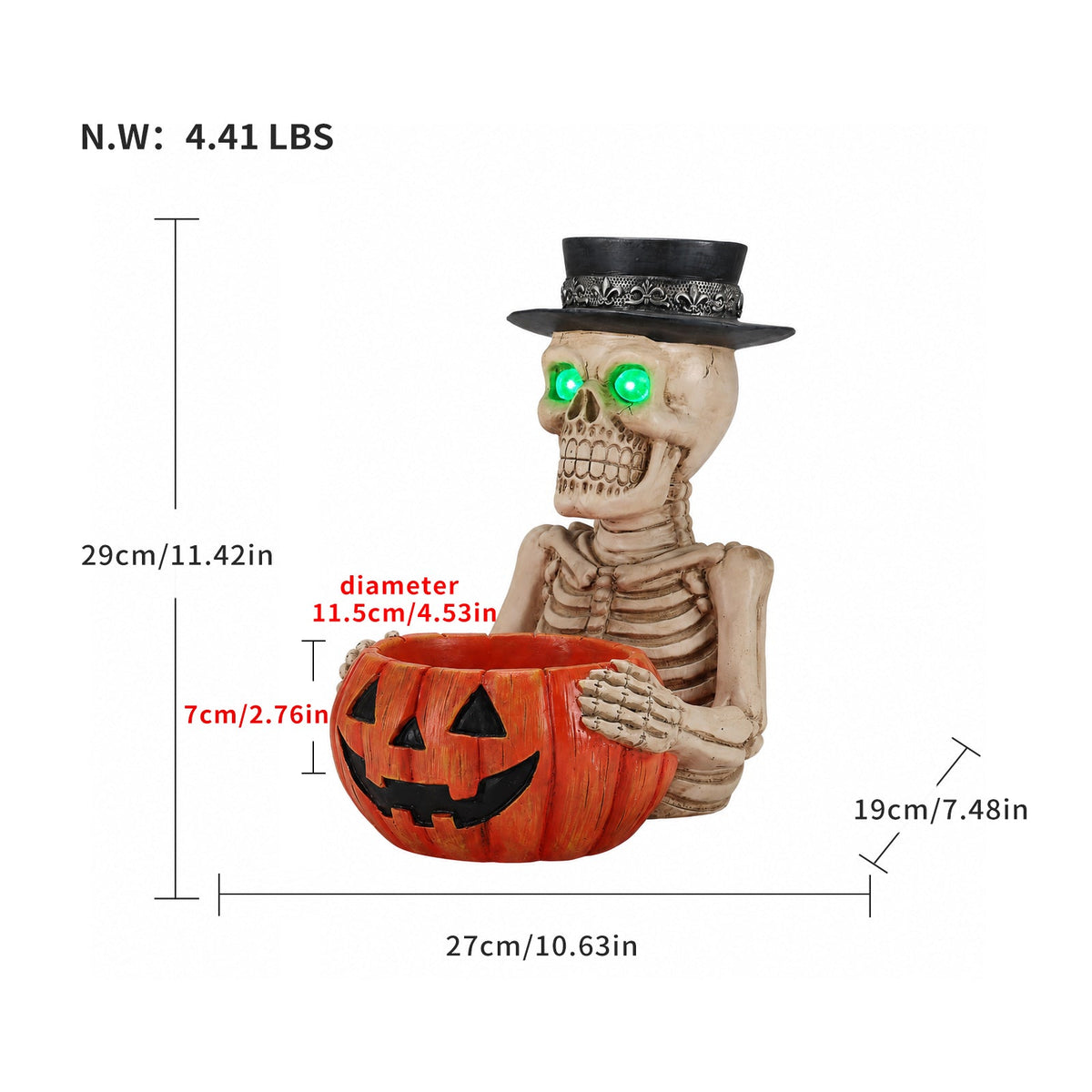 Skeleton Pumpkin Candy Bowl & Candle Holder — product image 4